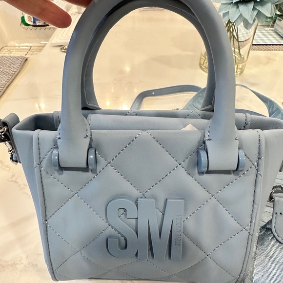 Steve Madden Sky Blue Quilted Satchel NEW - Picture 13 of 14